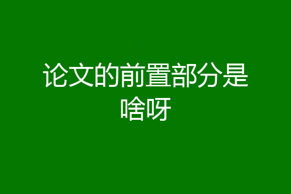 论文的前置部分是啥呀