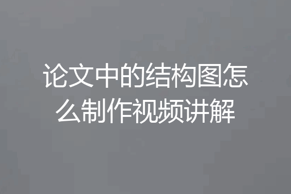 论文中的结构图怎么制作视频讲解