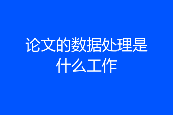 论文的数据处理是什么工作