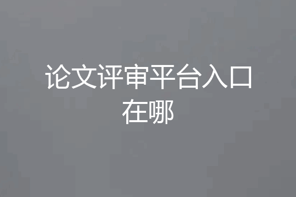 论文评审平台入口在哪