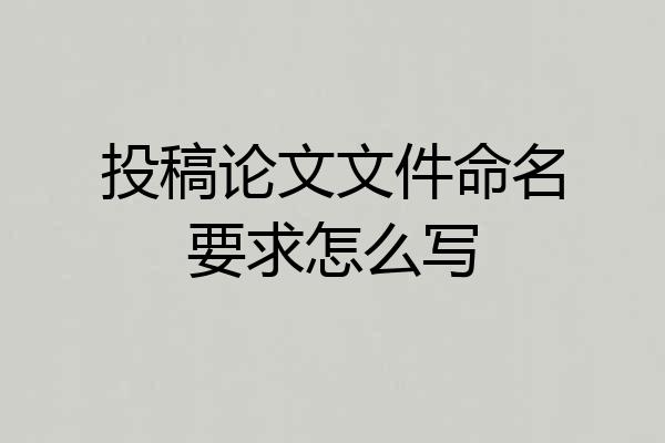 投稿论文文件命名要求怎么写