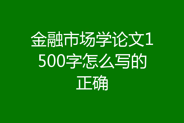 金融市场学论文1500字怎么写的正确