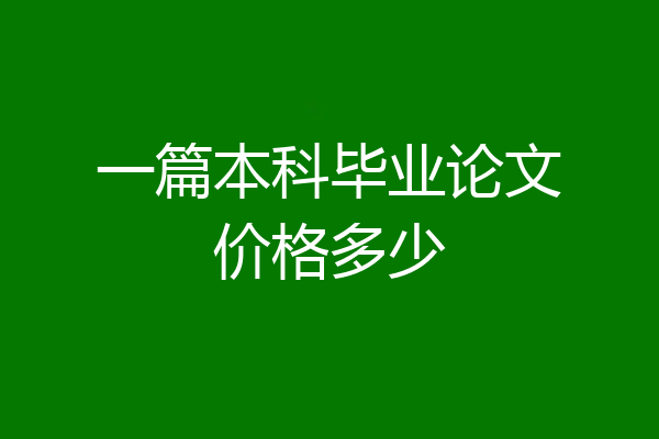 一篇本科毕业论文价格多少