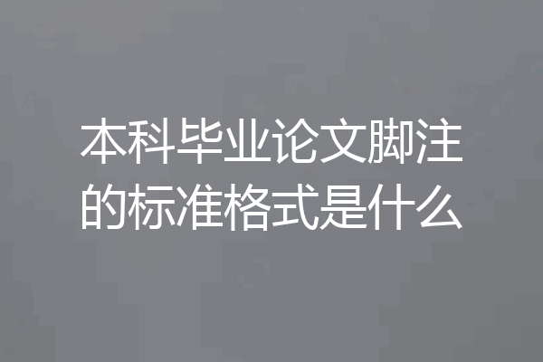 本科毕业论文脚注的标准格式是什么