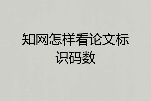 知网怎样看论文标识码数