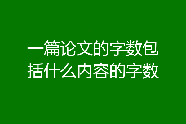 一篇论文的字数包括什么内容的字数