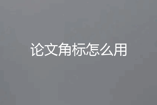 论文角标怎么用
