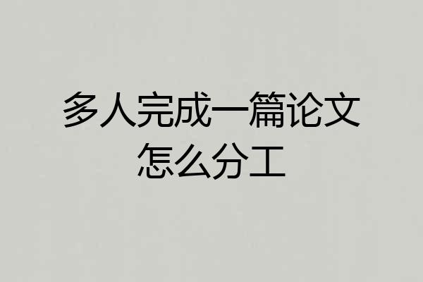 多人完成一篇论文怎么分工