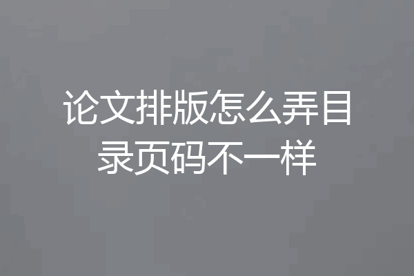 论文排版怎么弄目录页码不一样