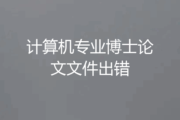计算机专业博士论文文件出错