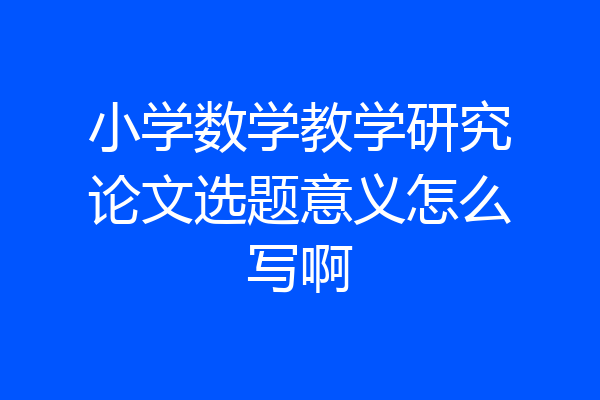 小学数学教学研究论文选题意义怎么写啊