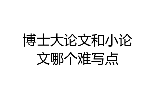 博士大论文和小论文哪个难写点