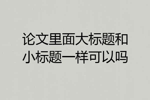 论文里面大标题和小标题一样可以吗