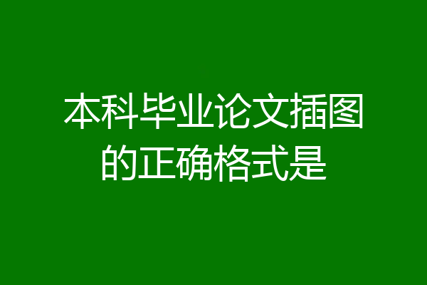 本科毕业论文插图的正确格式是