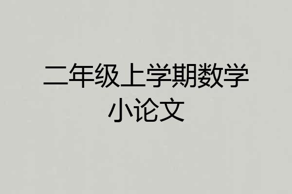 二年级上学期数学小论文