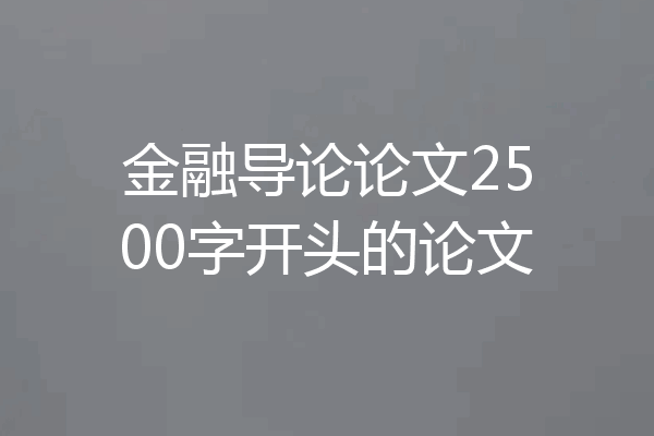 金融导论论文2500字开头的论文
