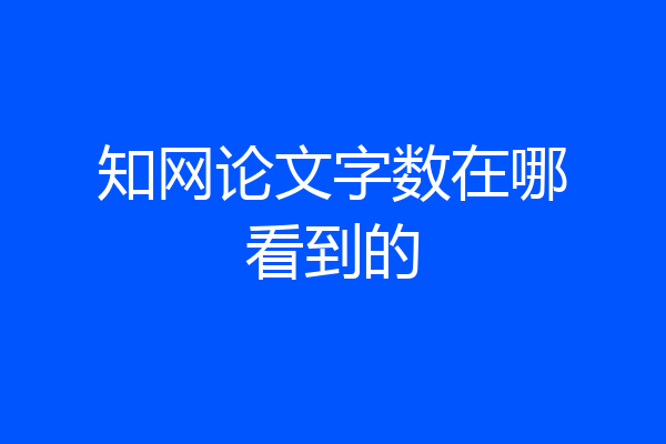 知网论文字数在哪看到的