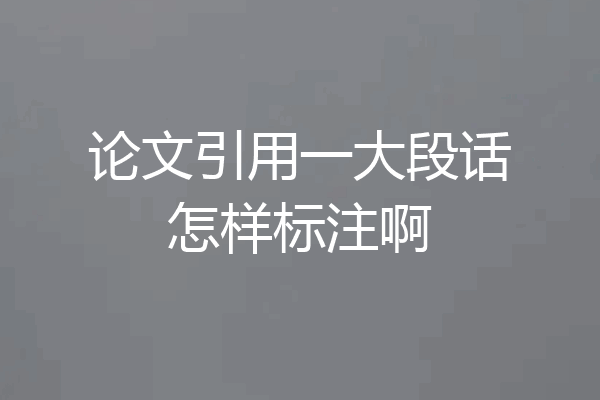 论文引用一大段话怎样标注啊