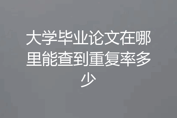 大学毕业论文在哪里能查到重复率多少