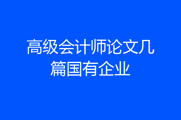 高级会计师论文几篇国有企业