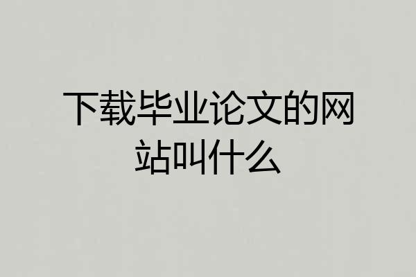 下载毕业论文的网站叫什么