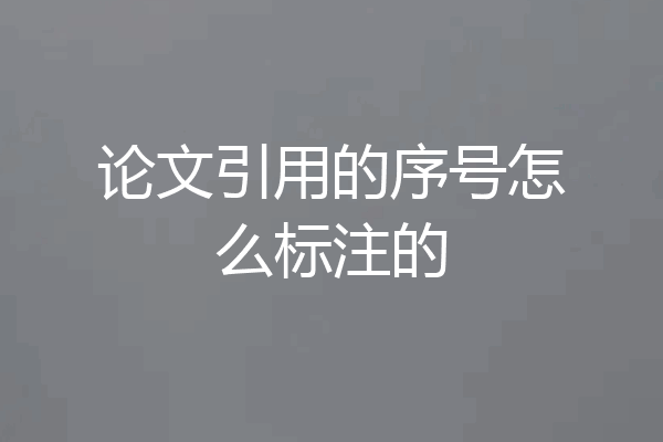 论文引用的序号怎么标注的