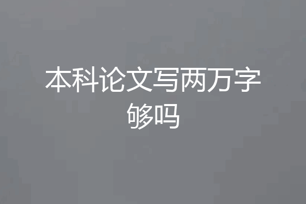 本科论文写两万字够吗