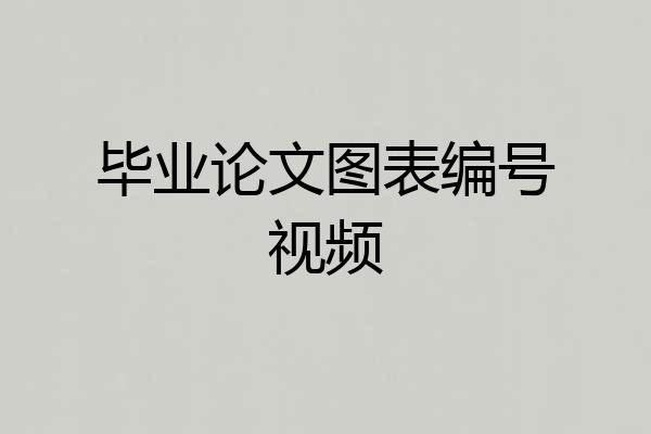 毕业论文图表编号视频