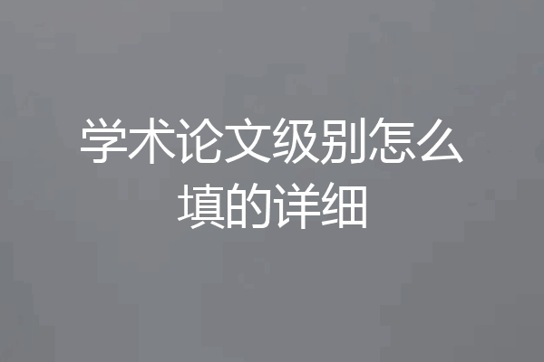 学术论文级别怎么填的详细