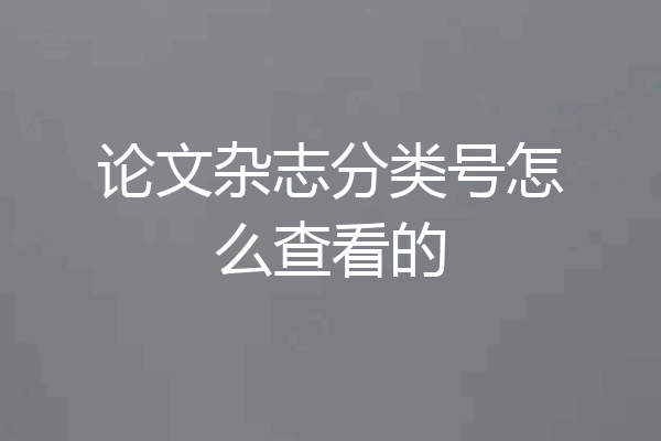 论文杂志分类号怎么查看的