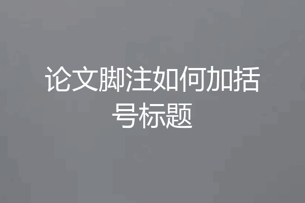 论文脚注如何加括号标题