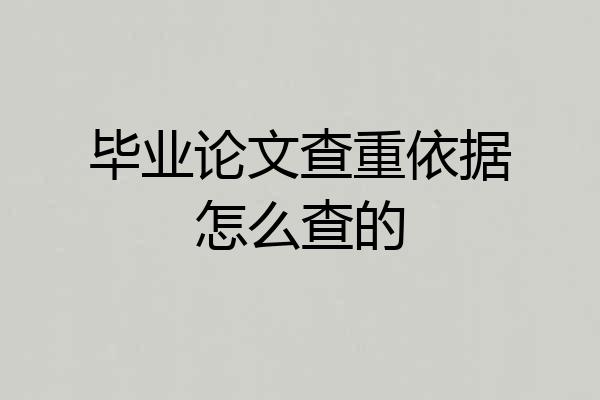 毕业论文查重依据怎么查的