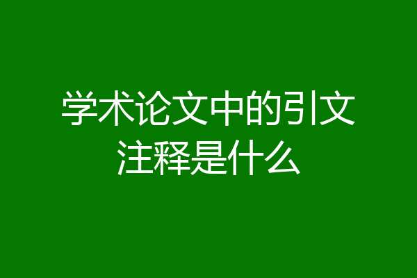 学术论文中的引文注释是什么