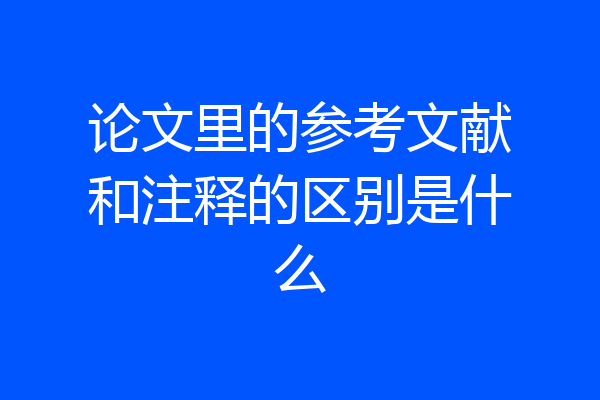 论文里的参考文献和注释的区别是什么