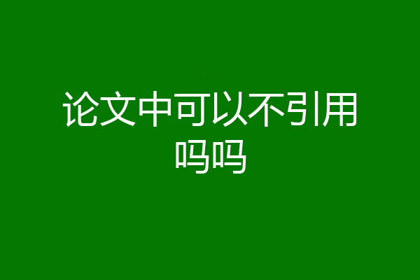 论文中可以不引用吗吗