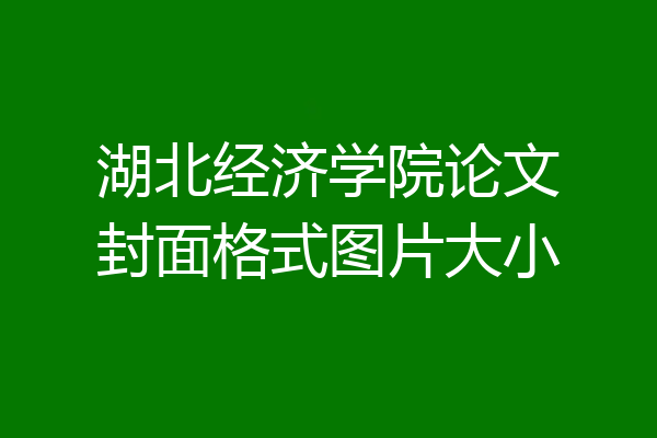 湖北经济学院论文封面格式图片大小