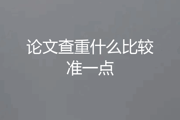 论文查重什么比较准一点