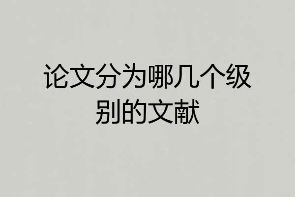 论文分为哪几个级别的文献