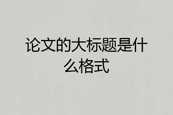 论文的大标题是什么格式