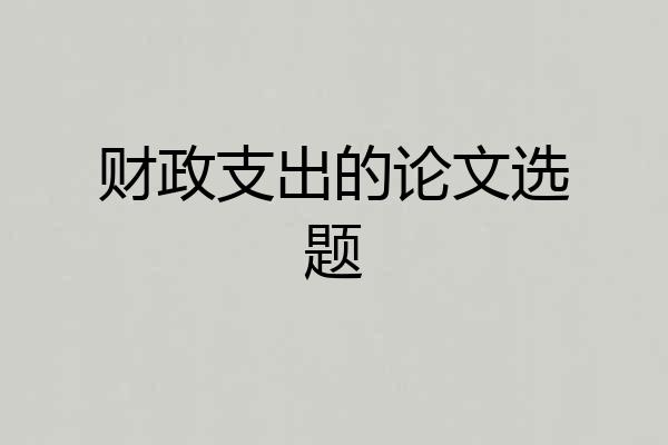 财政支出的论文选题
