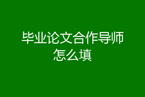 毕业论文合作导师怎么填
