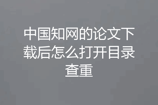 中国知网的论文下载后怎么打开目录查重