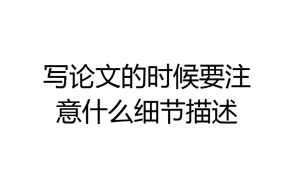 写论文的时候要注意什么细节描述