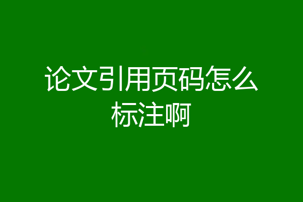 论文引用页码怎么标注啊