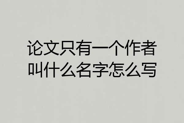 论文只有一个作者叫什么名字怎么写
