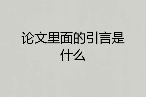 论文里面的引言是什么