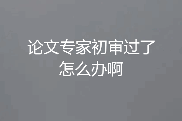 论文专家初审过了怎么办啊