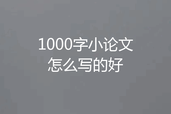 1000字小论文怎么写的好