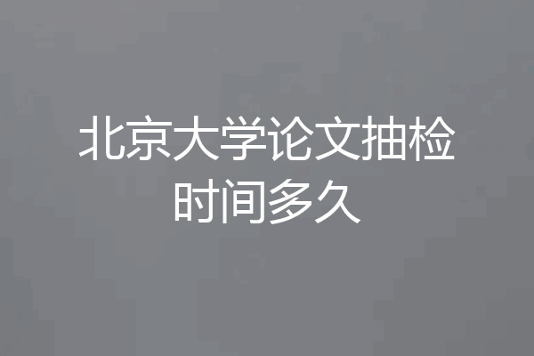 北京大学论文抽检时间多久