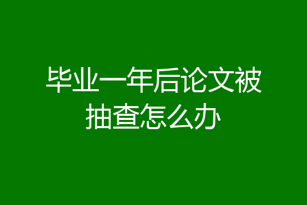 毕业一年后论文被抽查怎么办